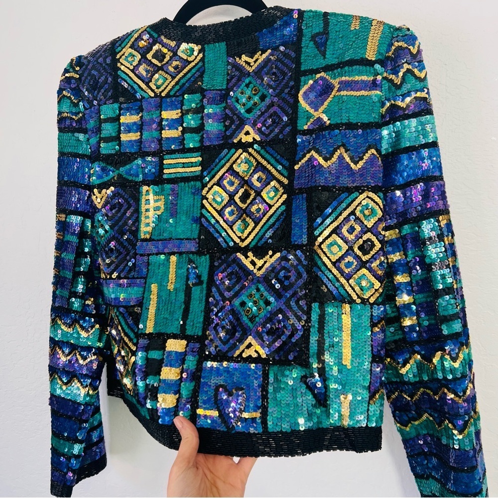Sequin Embellished Multicolor Vintage  Jacket - Picture 10 of 11